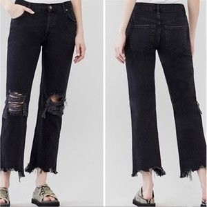 Free People Maggie Mid Rise Straight Size 26 In Washed Black